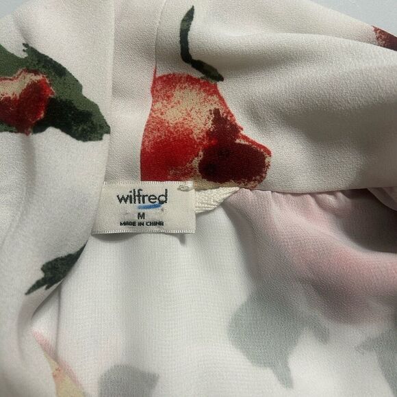 Aritzia Wilfred Sabine Dress White Red Green Floral Pockets Size Medium - Picture 8 of 11